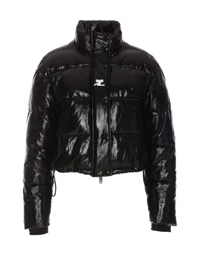Courrèges Vinyl Down Jacket In Black