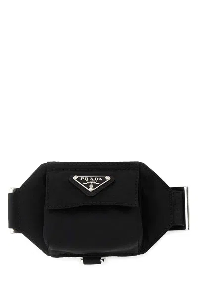 Prada Adjustable Strap Nylon Cuff Keyring In Black