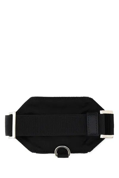Prada Adjustable Strap Nylon Cuff Keyring In Black