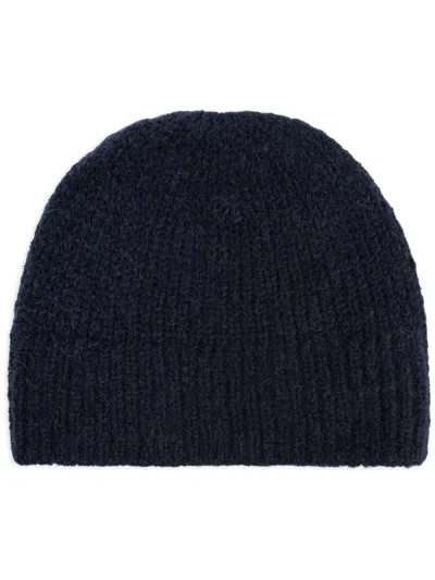 Dries Van Noten Rib Knitted Hat In Navy