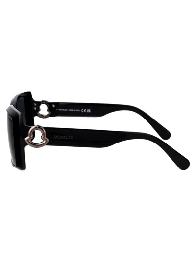 Shop Moncler Sunglasses In 01a Nero Lucido
