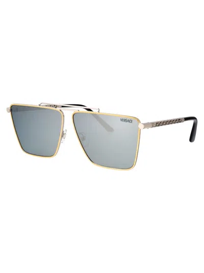 Versace Sunglasses In 15141u Gold/silver