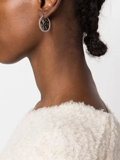 Tory Burch Silver Crystal Embellished Earrings In Tory Silver/crystal