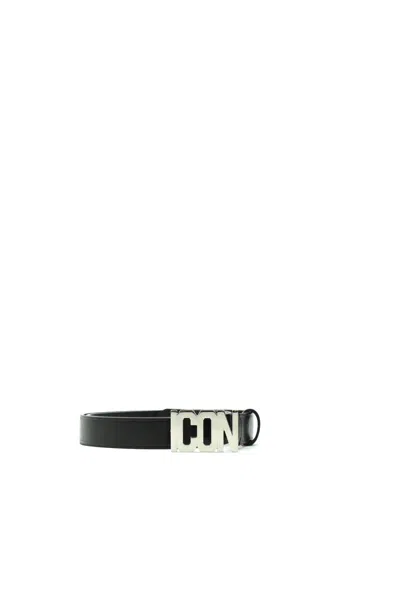 Dsquared2 Black Leather Belt In Black