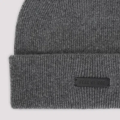 Fear Of God Logo Cashmere Beanie In Grey
