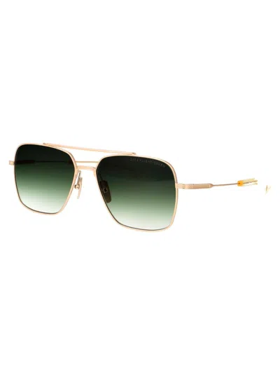 Shop Dita Sunglasses In Brushed White Gold W/ Dark Green To Clear Gradient