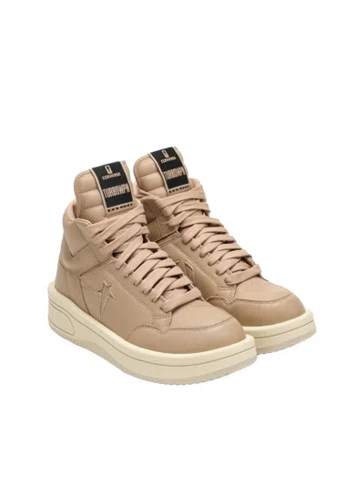 Rick Owens X Converse Turbowpn Leather Platform Sneakers In Cave