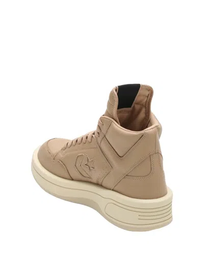Rick Owens X Converse Turbowpn Leather Platform Sneakers In Cave