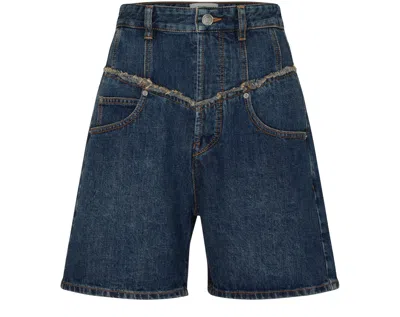 Isabel Marant Denim Shorts Contrast Stitching In Navy