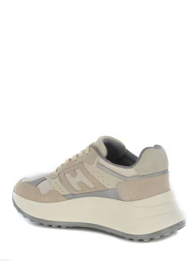 Hogan Leather Sneakers With Chunky Rubber Sole In Beige