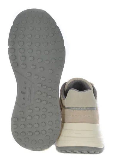 Hogan Leather Sneakers With Chunky Rubber Sole In Beige