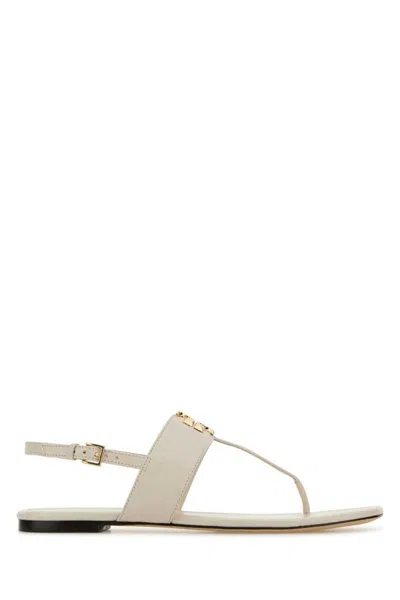 Tory Burch Leather Thong Sandals Gold-tone Hardware In White