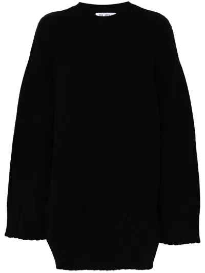 Attico Round-neck And Long-sleeved Sweater In Black