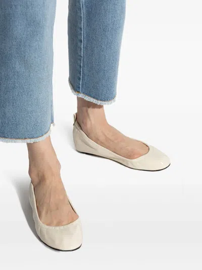 Isabel Marant Ballerina Shoes Leather Textured Finish In Beige