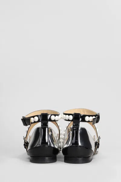 Mach&mach Leather Bicolor Ballets In Silver