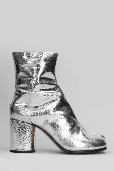 Shop Maison Margiela Tabi High Heels Ankle Boots In Silver