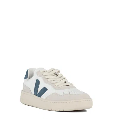 Veja V-90 Mixed Leather Low-top Sneakers In White
