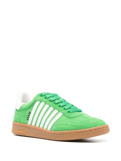 Dsquared2 Green Low Top Sneakers In Verde+bianco