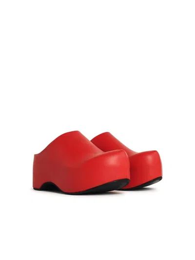 Marni Slide With Chunky Clog In Red Leather In Red