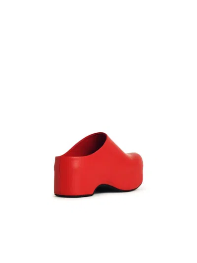 Marni Slide With Chunky Clog In Red Leather In Red