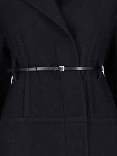 Jil Sander Virgin Wool Belted Coat In Black