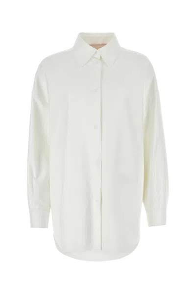 Valentino Garavani White Cotton Blend Oversize Shirt In White