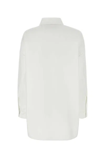 Valentino Garavani White Cotton Blend Oversize Shirt In White