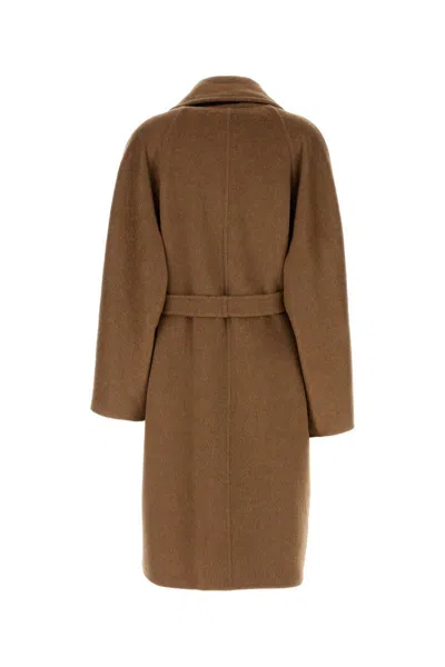 Max Mara Biscuit Cashmere Blend Oversize Coat In Brown