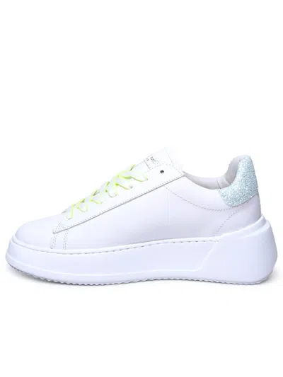 Philippe Model Tres Temple Low In White And Yellow Leather In White