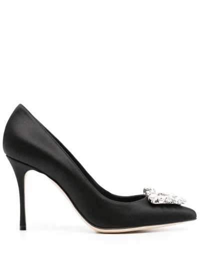 Sergio Rossi 90mm Crystal-buckle Pumps In Black