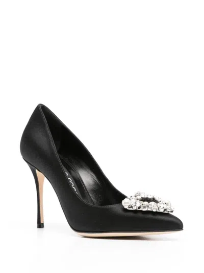 Sergio Rossi 90mm Crystal-buckle Pumps In Black