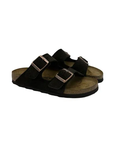 Birkenstock Arizona Double-strap Leather Slides In Brown