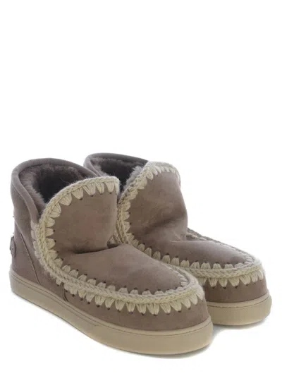 Mou Boots  Sneakers Metal Logo Made In Suede In Beige
