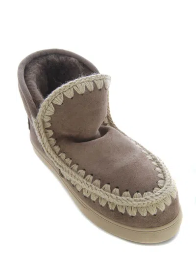 Mou Boots  Sneakers Metal Logo Made In Suede In Beige