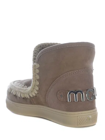 Mou Boots  Sneakers Metal Logo Made In Suede In Beige