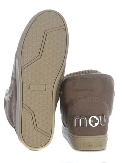 Mou Boots  Sneakers Metal Logo Made In Suede In Beige