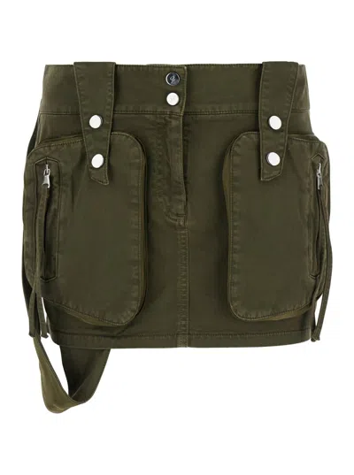 Blumarine Olive Green Medium Waist Miniskirt In Green
