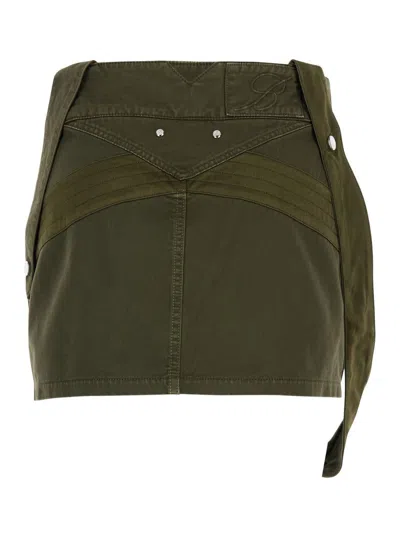 Blumarine Olive Green Medium Waist Miniskirt In Green