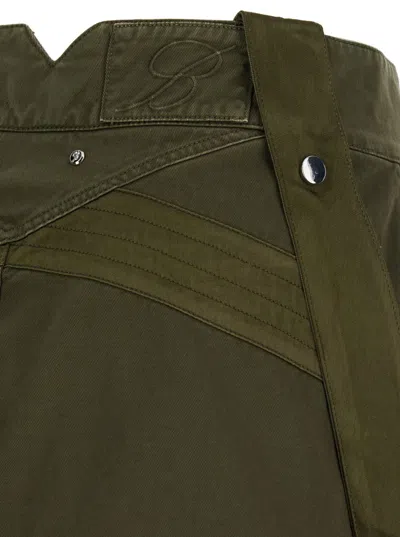 Blumarine Olive Green Medium Waist Miniskirt In Green