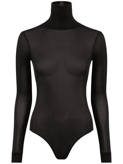 Maison Margiela Maison Martin Margiela Women Body Collo Alto Semitrasparente In Black