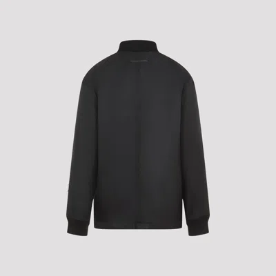 Mm6 Maison Margiela Black Stand-up Ribbed Collar Jacket In Black