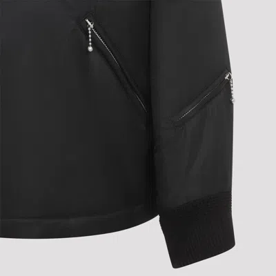 Mm6 Maison Margiela Black Stand-up Ribbed Collar Jacket In Black