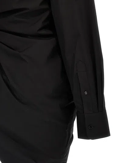 Alexander Wang Asymmetrical Ruched Poplin Dress In Black