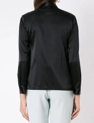 Emporio Armani Silk Shirt With Buttoned Cuffs And Spread Collar In Black