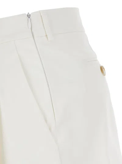 Plain White Shorts With Belt Loops In White