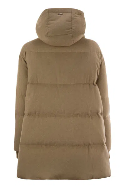 Herno Silk And Cashmere Down Jacket In Brown