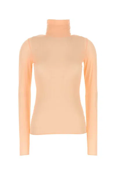 Dries Van Noten Stretch Nylon Turtleneck Top With Long Sleeves In Blush