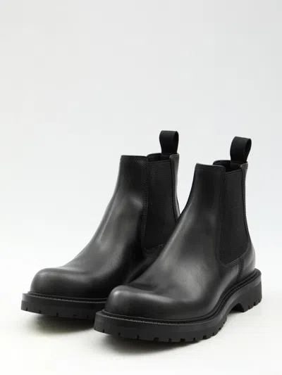 Gucci Chelsea Boots With Web In Black