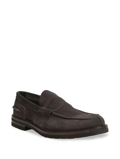 Corneliani Suede Loafers In Grey