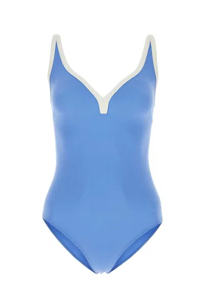 Lisa Marie Fernandez Cerulean Blue Maria Contrast-trim Swimsuit In Blue
